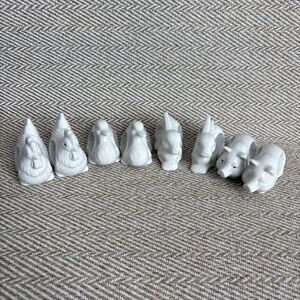 8 Farm Animal NAPKIN RINGS White Porcelain Chicken Pig Duck Rabbit Cottage Farm